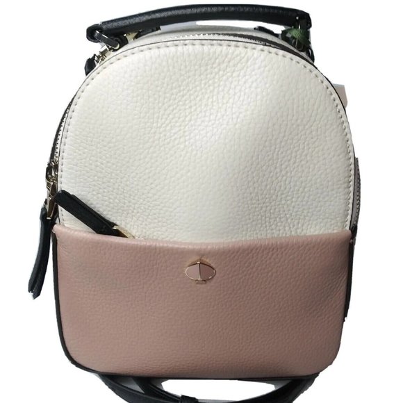 Kate Spade Polly MINI Convertible Backpack Peach~White Leather Purse SMALL - Picture 4 of 8